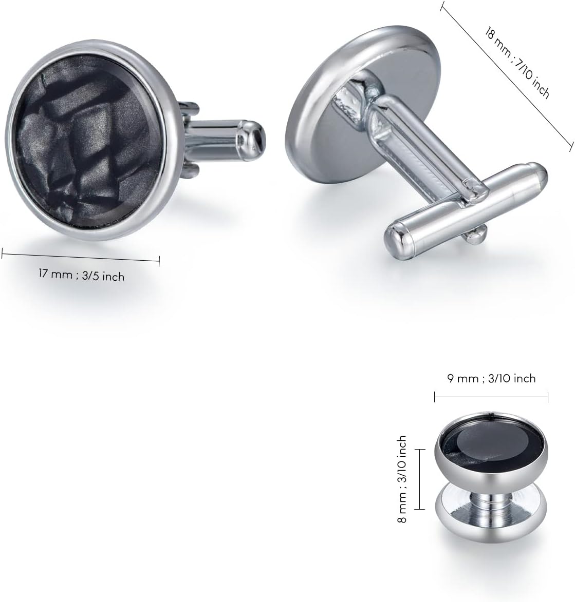 wynameleri Mens Classic Shirts Cufflink Studs, Mother-of-Pearl Tuxedo Shirt Button and Cuff Links Set, Formal Business Wedding Jewelry