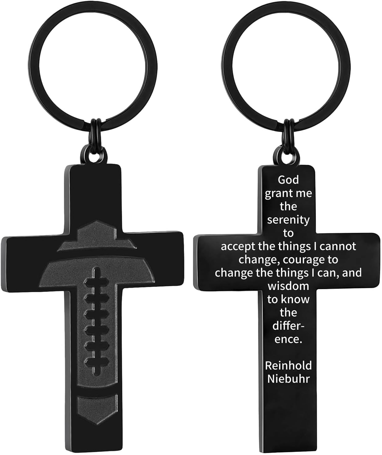 Football/Baseball/Soccer/Basketball Cross Keychains for Men First Communion Baptism Confirmation,Mens Gifts