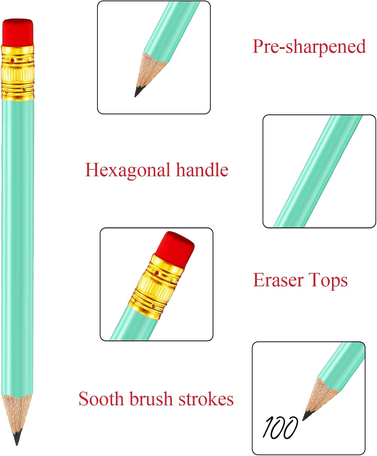 Outus 72 Pieces Golf Pencils Half Pencils with Eraser Mini Bulk Short #2 HB Pre Sharpened for Bridal Shower Wedding Office(Sage Green)