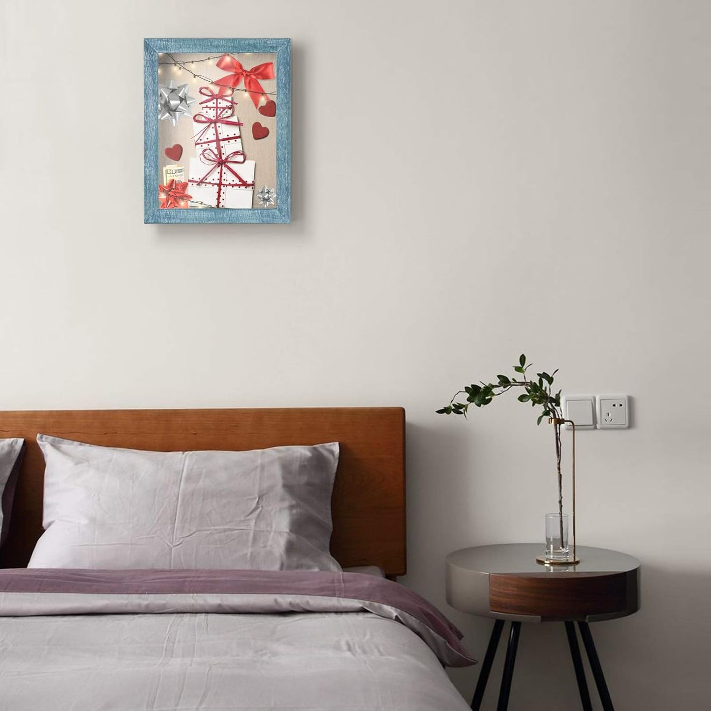 Love-KANKEI Shadow Box Frame 8x10 Shadow Box Display Case with Linen Back Memorabilia Awards Medals Photos Memory Box Gift Rustic Blue