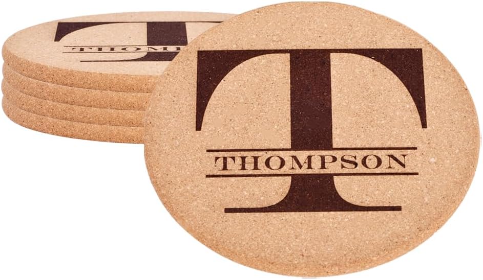 Personalized Cork Trivets, Custom Engraved Absorbent Trivets for Hot Dishes, Pots, Pans, Baking Sheets, Hot Plates for Table (T)