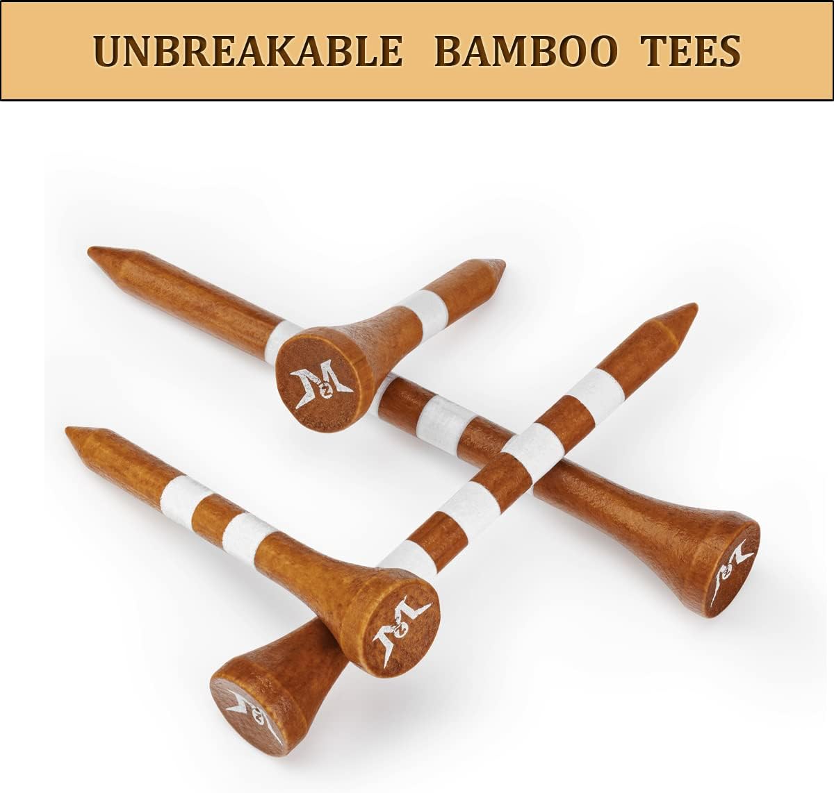 MAZEL Natural Wood/Bamboo Golf Tees 2 3/4 Inch & 3 1/4 Inch,Pack 50 or 120,Reduce Friction & Side Spin,More Stable Golf Tees