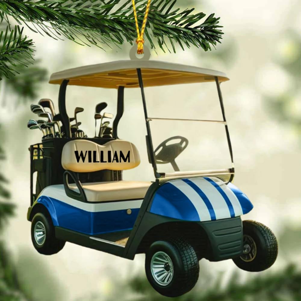 Personalized Golf Car Christmas Ornament, Christmas Ornament, Golf Cart Family, Golf Ornament, Golf Cart Ornament, Golf Christmas Ornaments, Golf Ornaments for Christmas Tree Gift for Golf Lovers/1