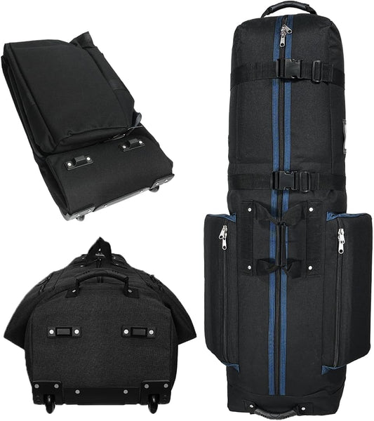 CaddyDaddy Constrictor Soft-Sided Golf Travel Bag Cover with Thick Dense Foam Padded Top 1 Year Full Travel Bag Replacement Coverage | Wheels & Lockable Zippers Case for Transporting Clubs on Airlines