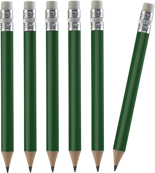 TH Golf 100pcs Golf Pencils, 4 Inch Mini Half Pencils with Eraser Sharpened Wood Mini Round for Schools Wedding Toddlers Home Corporate Multiple Colours (Dark Green)