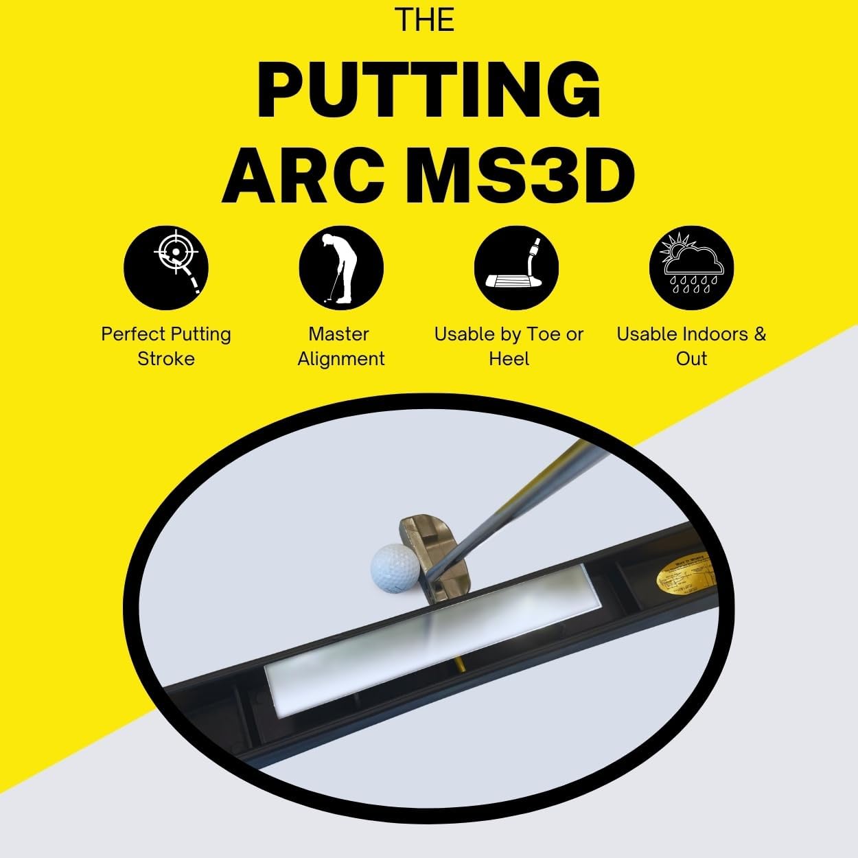 The Putting Arc - MS3D Model - Golf Training Aid Used to Perfect Your Putting and Reduce Your Score! - Practice and Master Your Putting Fundamentals! - Midnight Black - Proudly Made in The USA