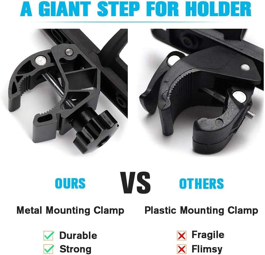 KEMIMOTO ATV Cup Holder Motorcycle Bottle Holder Universal Drink Holder with 0.6-1.56in Metal Clamp for 20oz Bottle for Bike Boat, Stroller, Walker, Wheelchair, Scooter, Golf Cart