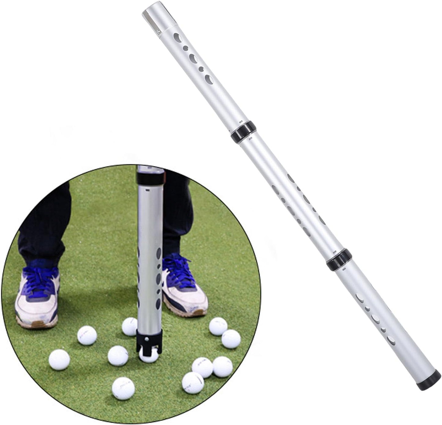 Keenso Golf Ball Picker Upper, Golf Ball Retriever Tennis Picker Pickup Tube Tubes Retriever Collector Aluminum Alloy 40.2 Inch 3 Section Detachable Upper