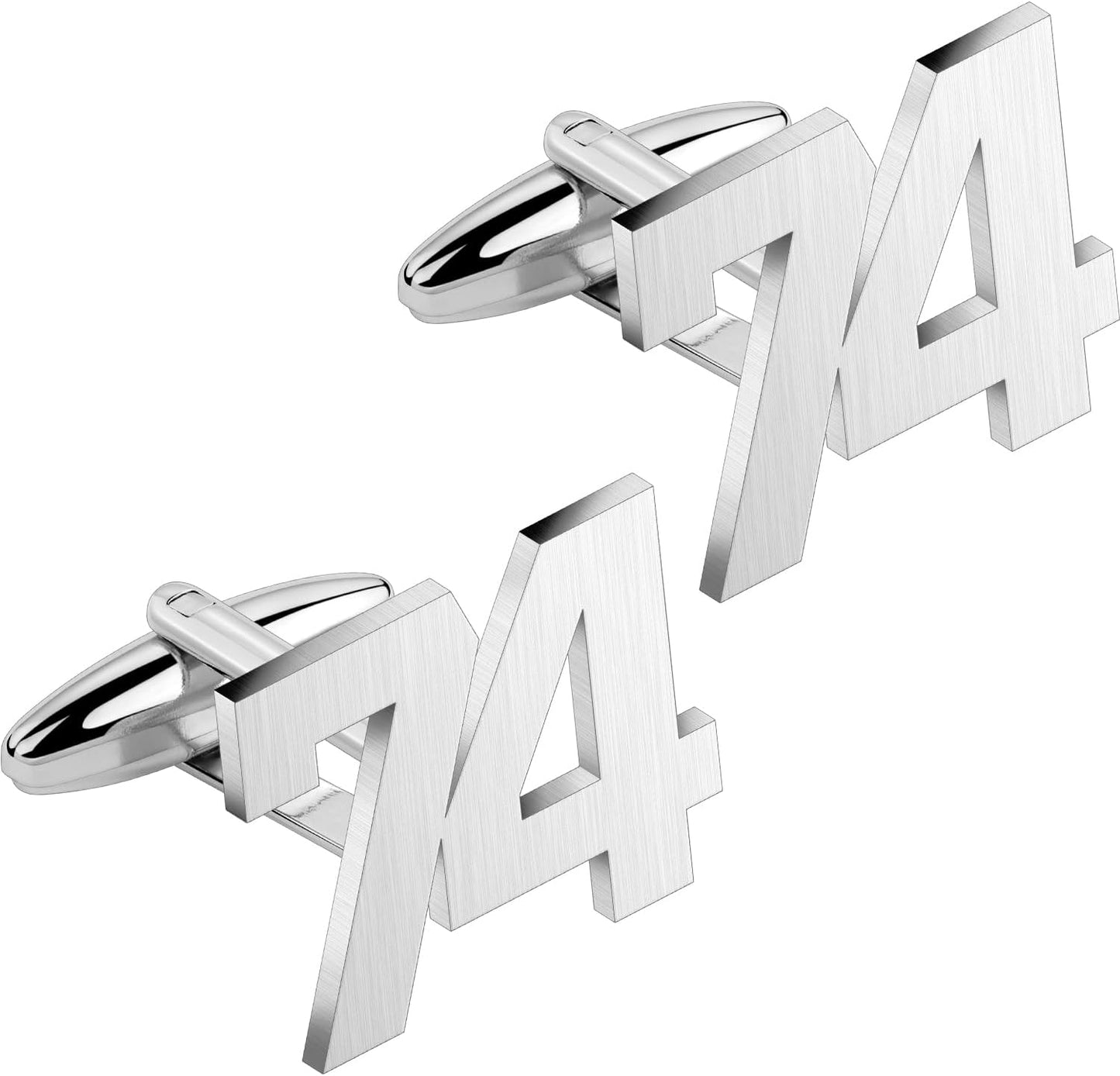 AMITER Mens Cufflinks with Number, Classic Silver Personalized Cuff Links for Men, Sport’s Day Casual or Formal Shirts