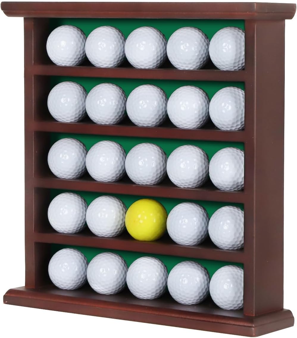 KCRasan Golf Ball Display Case - Wall Mounted Holder with Glass Door, Ideal Gift for Golf Enthusiasts