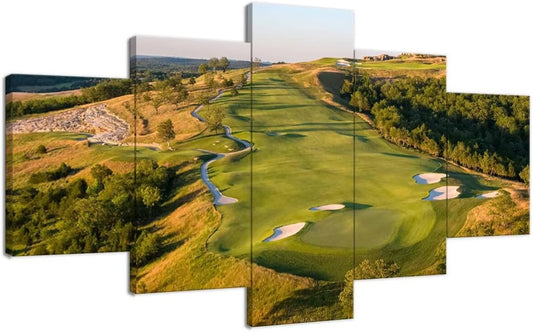 chenchenArt Paynes Valley Golf Course Wall Art for Office Living Room Bedroom Wall Decorations Paynes Valley Golf Course Picture Poster Canvas Prints Framed Ready to Hang(50''W x 24''H)