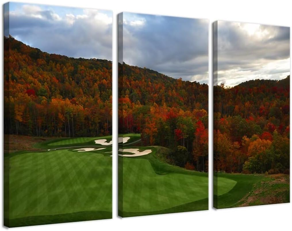North Carolina Golf Course Wall Art for Living Room Bedroom Bathroom Home Decorations Paintings Golf Course Pictures Posters Framed Artwork Canvas Prints Ready to Hang(12''W x 24''H x3)