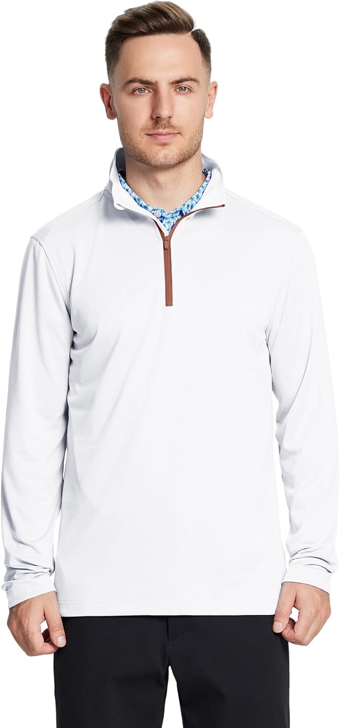 M MAELREG Quarter Zip Golf Pullover Men Dry Fit Long Sleeve Performance Wicking Mock Neck 1/4 Zip Pullover Mens Sweatshirt