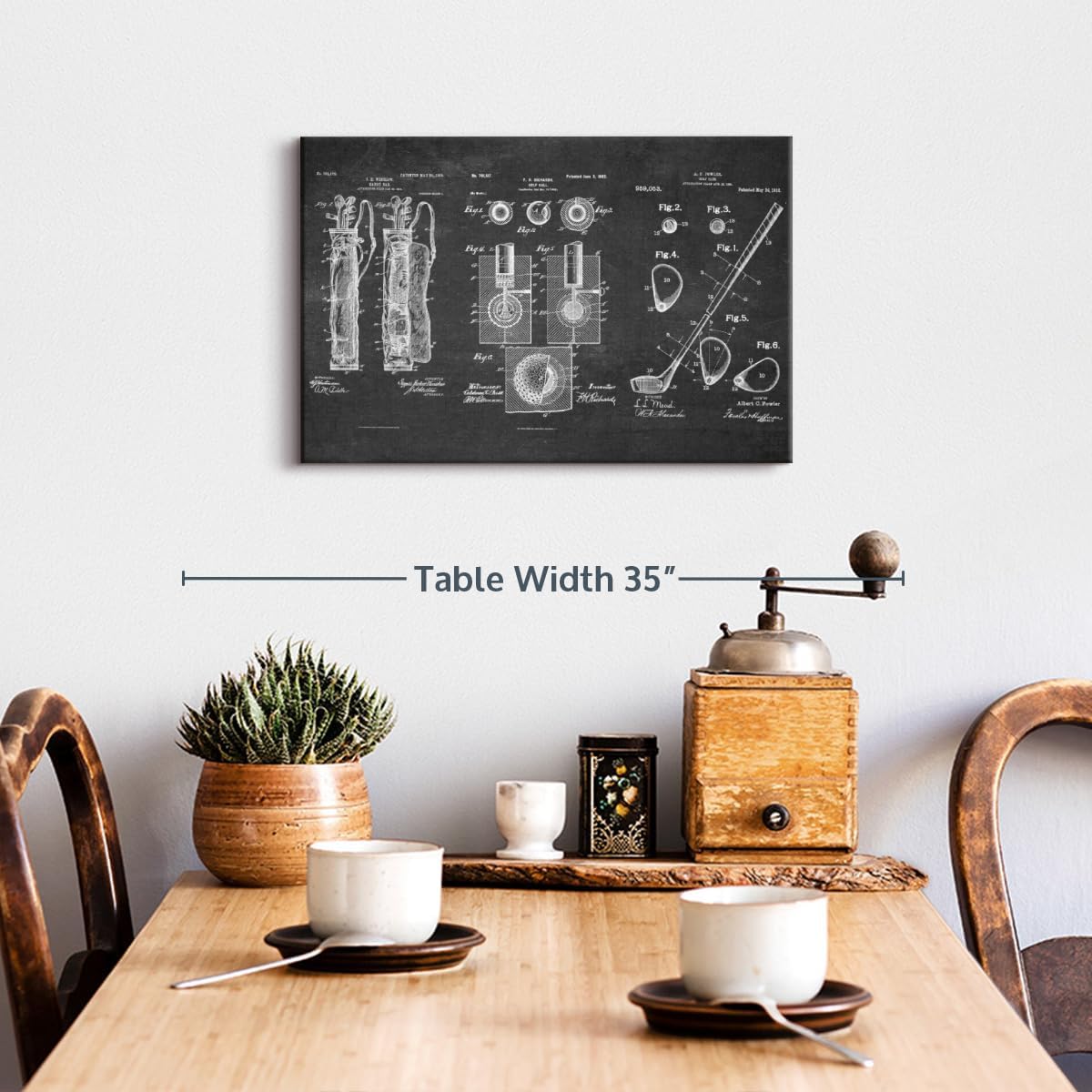 ElephantStock Golf Patents Canvas - 1 Panel Sports Patent Wall Art Decor - Sports Decorations for Boys Room - Wall Art and Office Decor - 24" X 16"