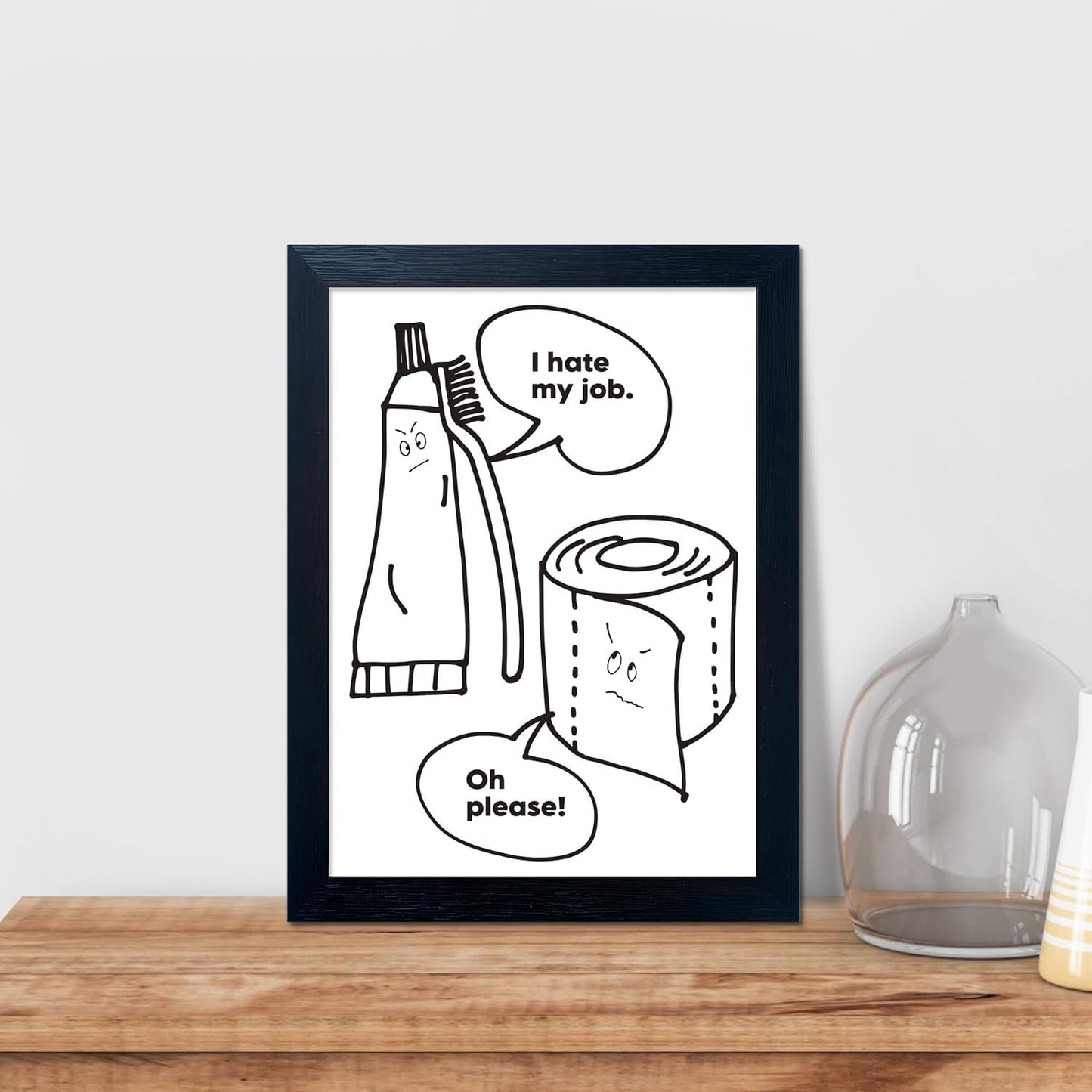 Black and White Bathroom Wall Decor Funny Bathroom Quote Wall Art Framed Cute Canvas Print Pictures Artwork for Wall