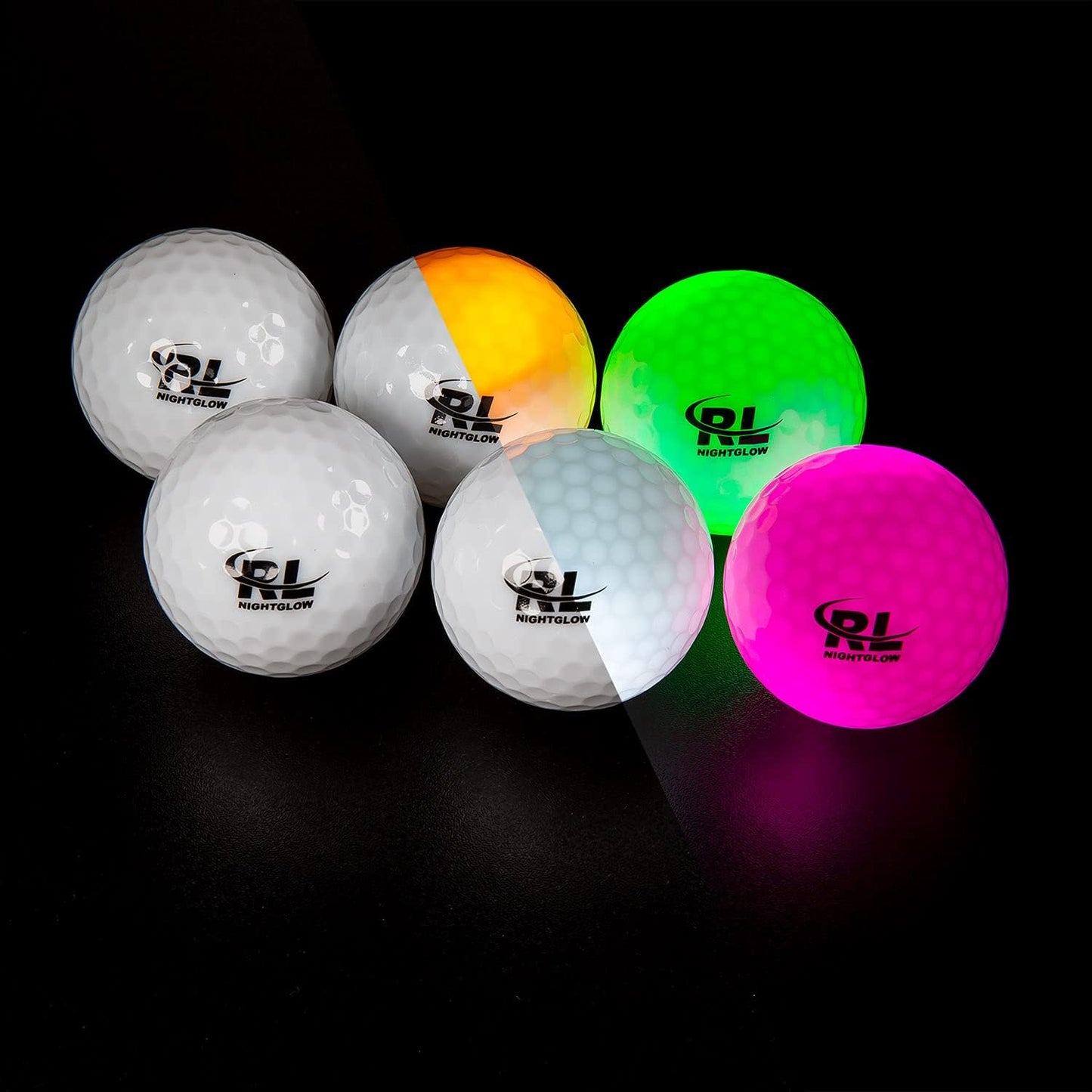 R&L Glow in The Dark Golf Balls, LED Light up Glow Golf Ball for Night Sports, Super Bright, Colorful and Durable, Impact Activated with an 10 Minutes Timer, 6 Colors Pack