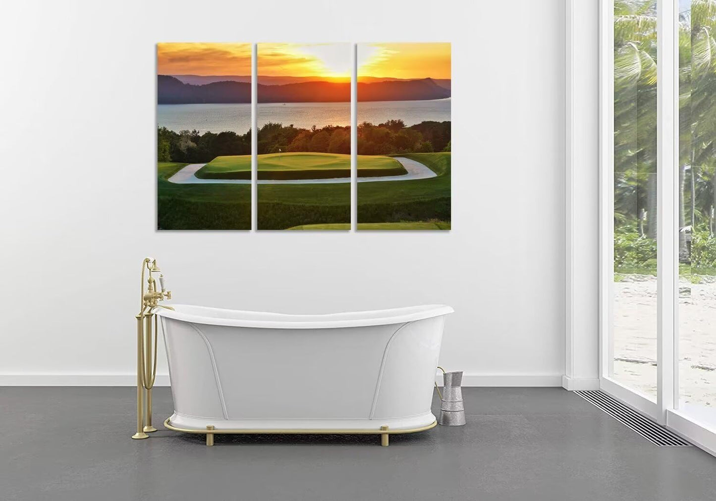 Golf Course Wall Art for Living Room Bedroom Bathroom Home Decorations Golf Course Pictures Posters Wall Decor for Office Canvas Prints Modern Artwork Framed Ready to Hang(12''W x 24''H x3)