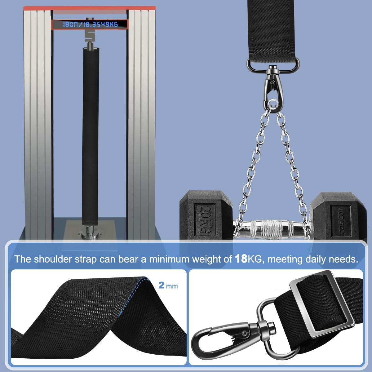 ZINZ Fixed Pad Bag Strap 60 inch Belt with Cushion Breathable Pad,Durable Strap with Double Adjustable Buckle and Metal Hooks