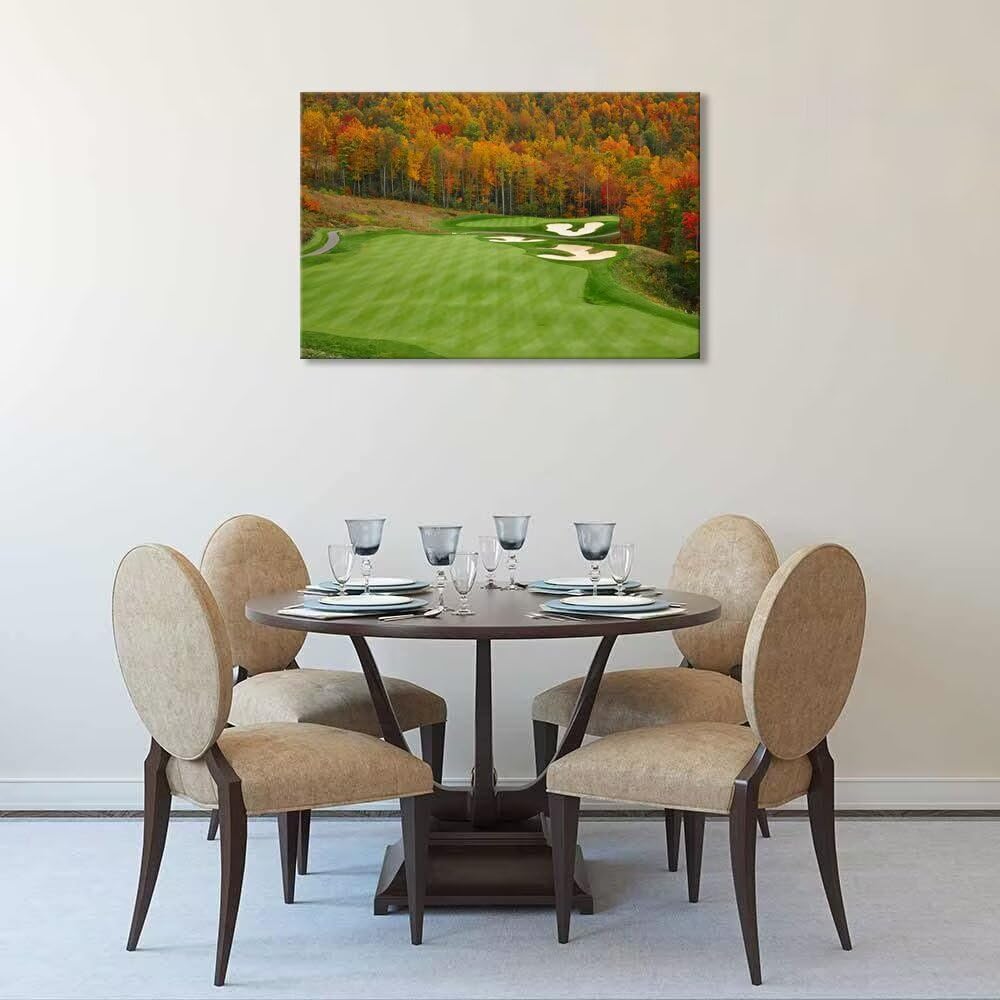 Sequoyah North Carolina Mountains Golf Course Wall Art for Living Room Bedroom Bathroom Home Decorations North Carolina Golf Course Picture Poster Canvas Prints Framed Ready to Hang(18''H x 24''W)