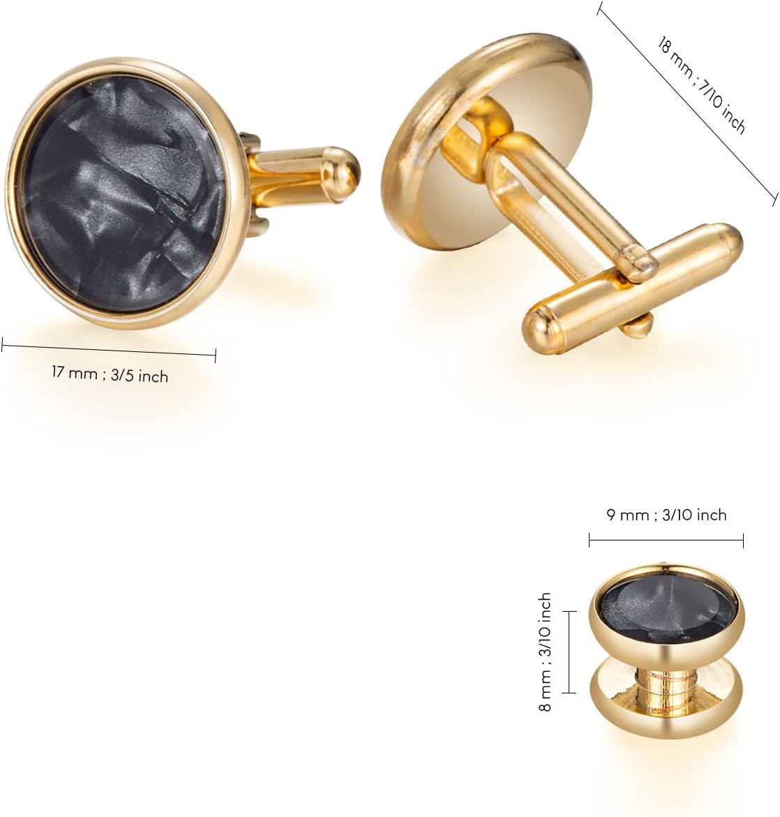 wynameleri Mens Classic Shirts Cufflink Studs, Mother-of-Pearl Tuxedo Shirt Button and Cuff Links Set, Formal Business Wedding Jewelry