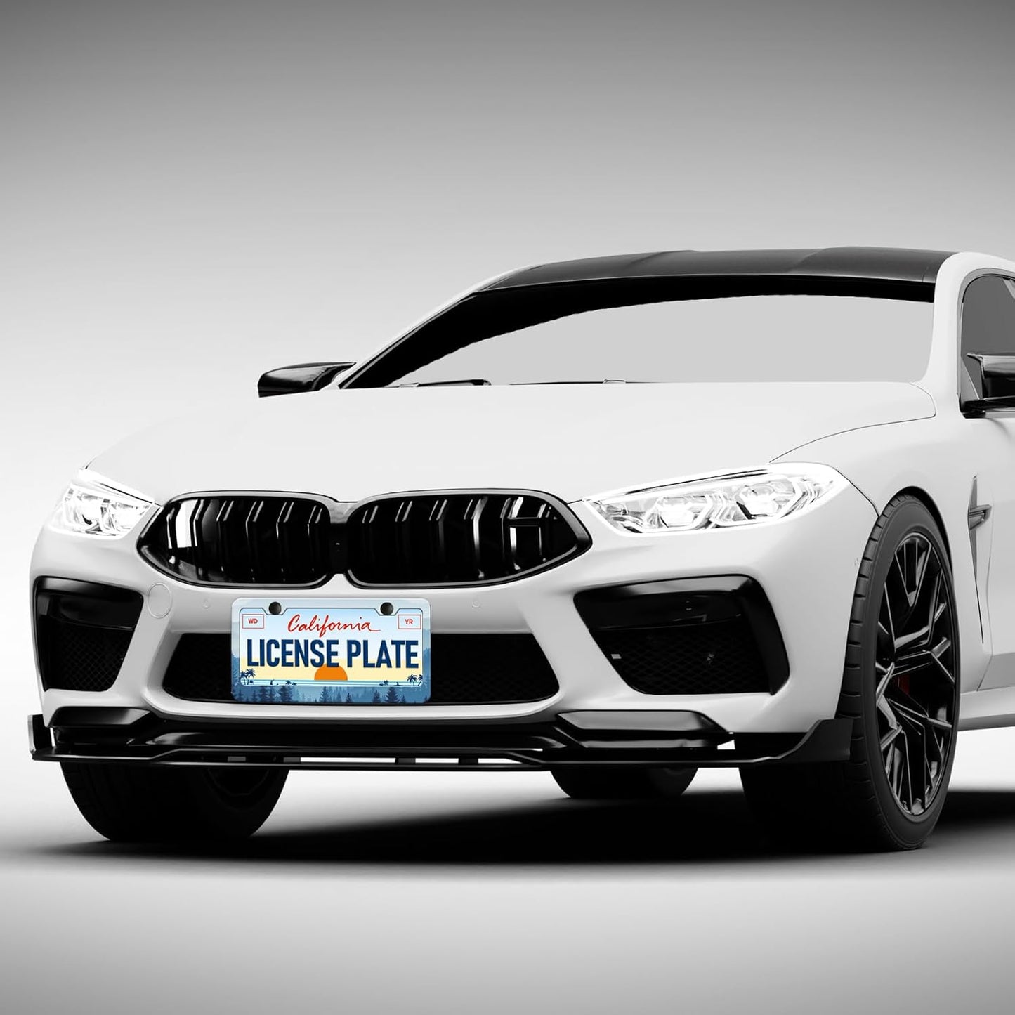 Mountain Forest License Plate Frames - 2 Pack Front Rear Mountains Tree License Plates Holder Covers, Aluminum Metal Rust-Proof Waterproof Car Tag Frame with Screws Fasteners Caps