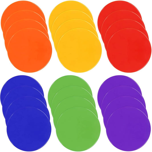 Poly Spots Spot Markers for Gym Floor 9inch 10inch 12/18/24/36 Pcs Flat Cones Non-Slip Rubber Floor Dots Circles for Kids Sports Soccer Basketball Agility Training Dance Classroom