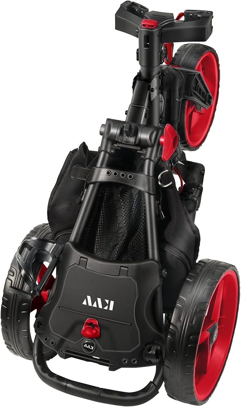 KVV 3 Wheel 360 Rotating Front Wheel Golf Push Cart Open and Close in ONE Second-Free Umbrella Holder Included