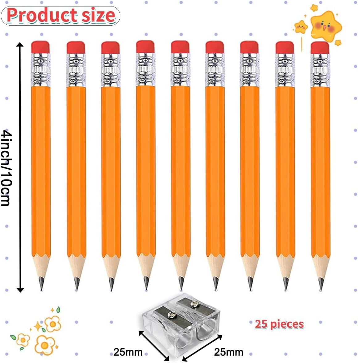 Adhere 25pcs Golf Pencils with Eraser Pre sharpened Hexagon half Wooden Pencils Graphite 2B for Golf Event Scoring,Classroom,Wedding,Company Meetings,Pew, Pocket (Orange)