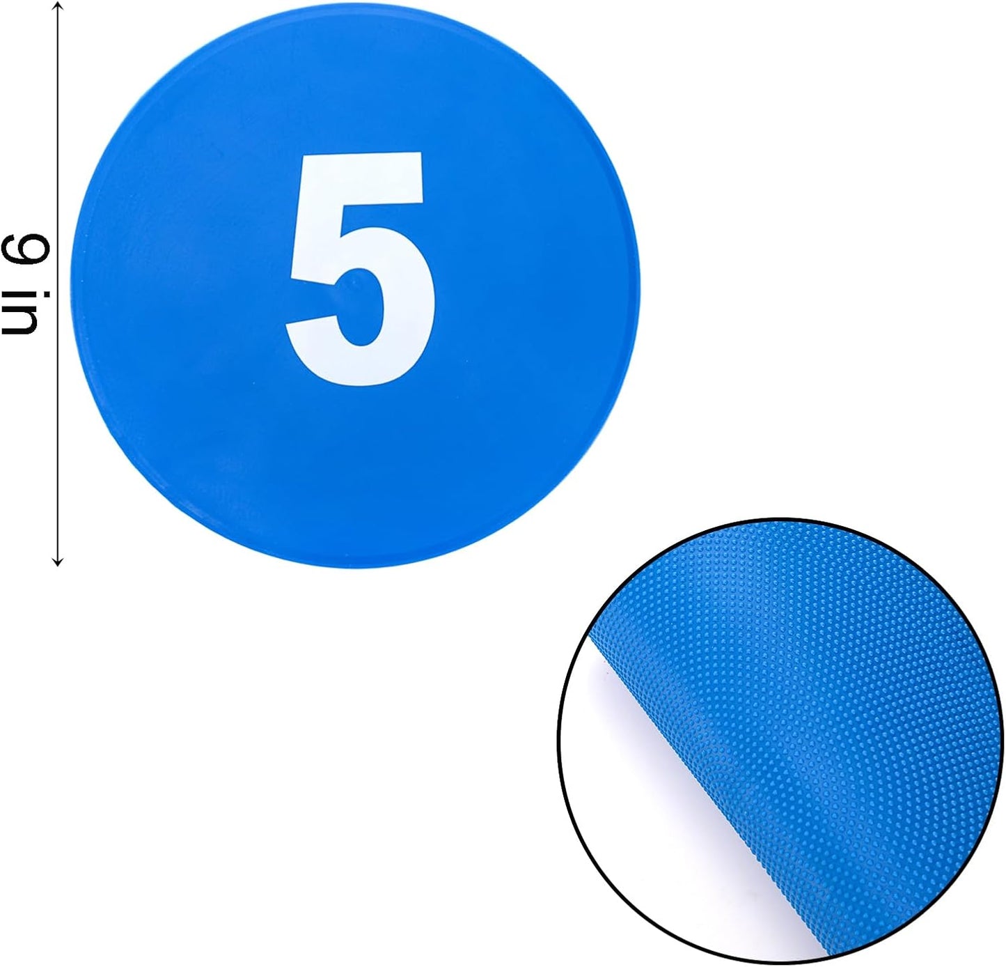 Okllen 24 Pack Poly Vinyl Spot Markers, 9 Inch Floor Dots Non-Slip Rubber Agility Dots, Flat Field Cones Circles for Training, Exercise Drills, Gym, Football, Basketball, 6 Colors