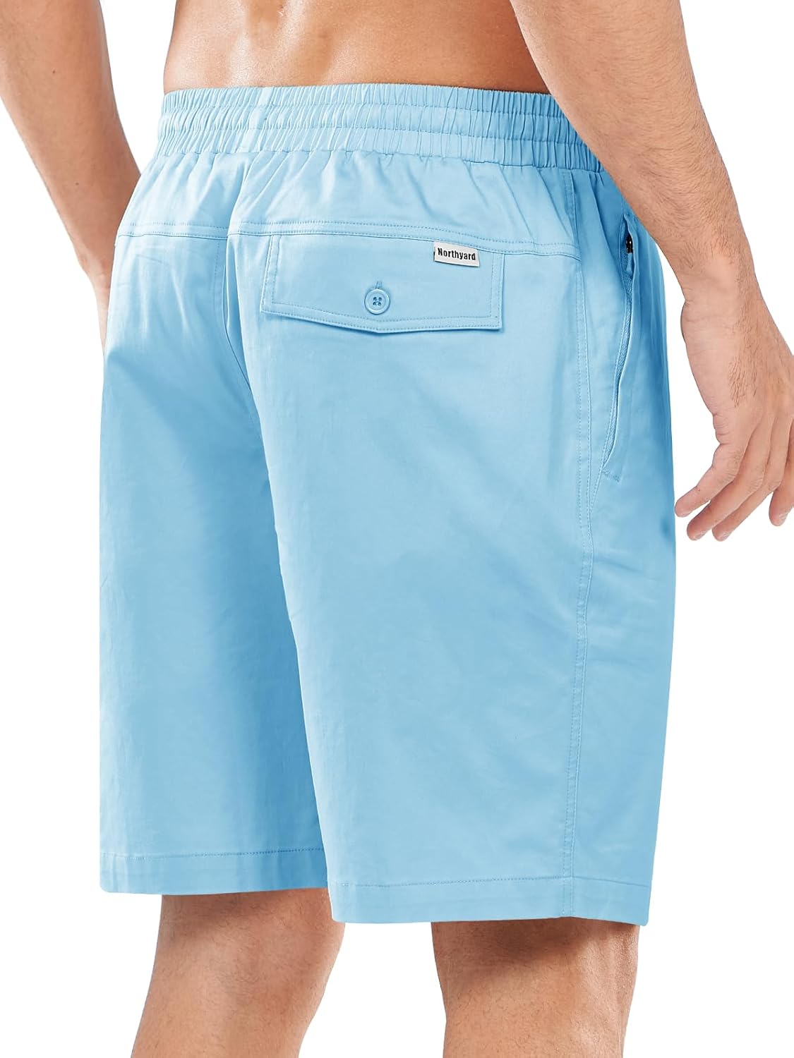 NORTHYARD Mens Casual Shorts-Cotton 9" Golf Hiking Drawstring Elastic Waist Work Shorts with Zipper Pockets