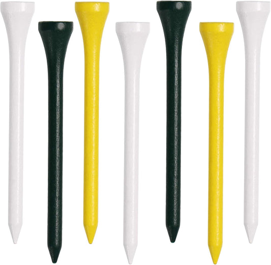 Golf Tees, 3 1/4Inch, 77 Count,Professional Deluxe Wooden Golf Tee, More Than 20 Colors Combination, Natural Hard Wood Golf Tee