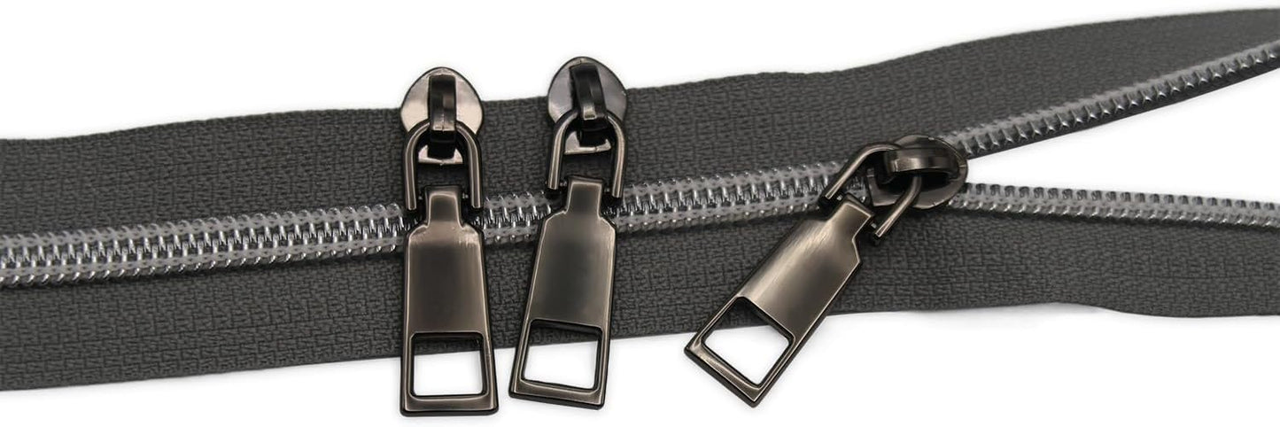 HOLSHUN #5 Zipper Sliders Zipper Pull 30pcs Bulk Heavy Duty Metal Gunmetal Pulls for #5 Nylon Coil Zippers Replacement Luxury Bag Hardware Luggage & DIY Craft Supplies