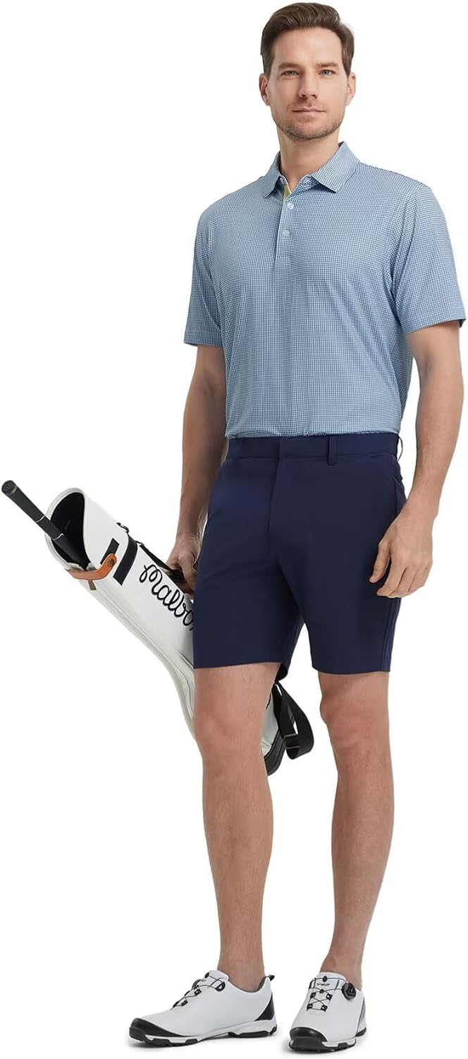 M MAELREG Mens Golf Shirt Short Sleeve Dry Fit Print Moisture Wicking Performance Patterns Collared Polo Shirt