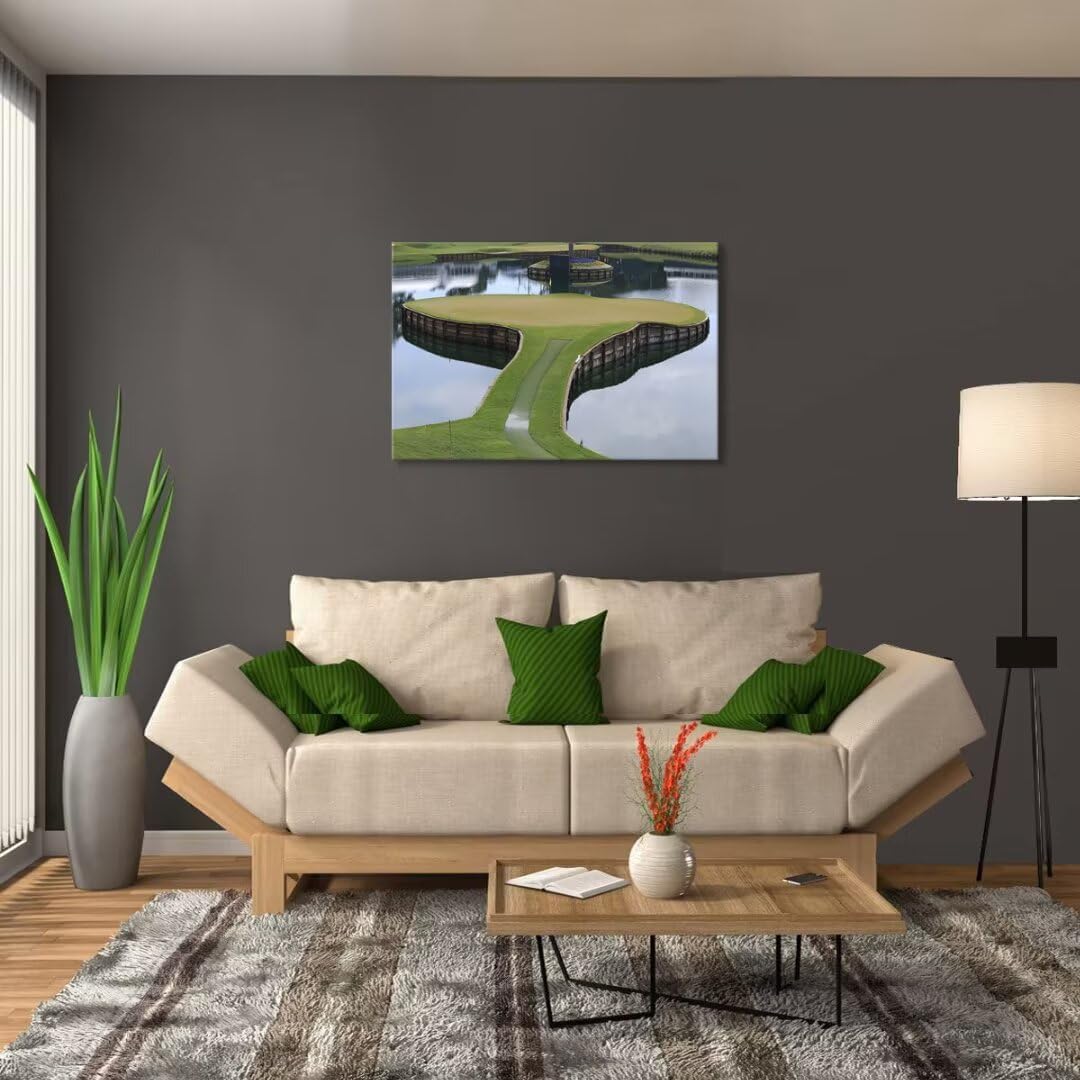 TPC Sawgrass Golf Course Wall Art for Living Room Bedroom Bathroom Home Decorations Golf Posters Canvas Prints Golf Pictures Framed Artwork Ready to Hang(18''H x 24''W)