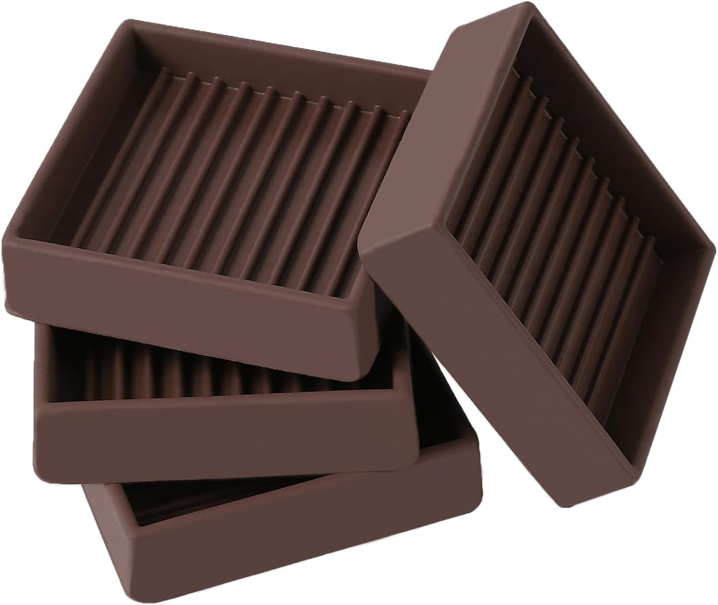 2x2 Square Rubber Furniture Caster Cups, Anti-Sliding Furniture Pads Bed Stopper Floor Protectors with Grip - Protect Any Flooring