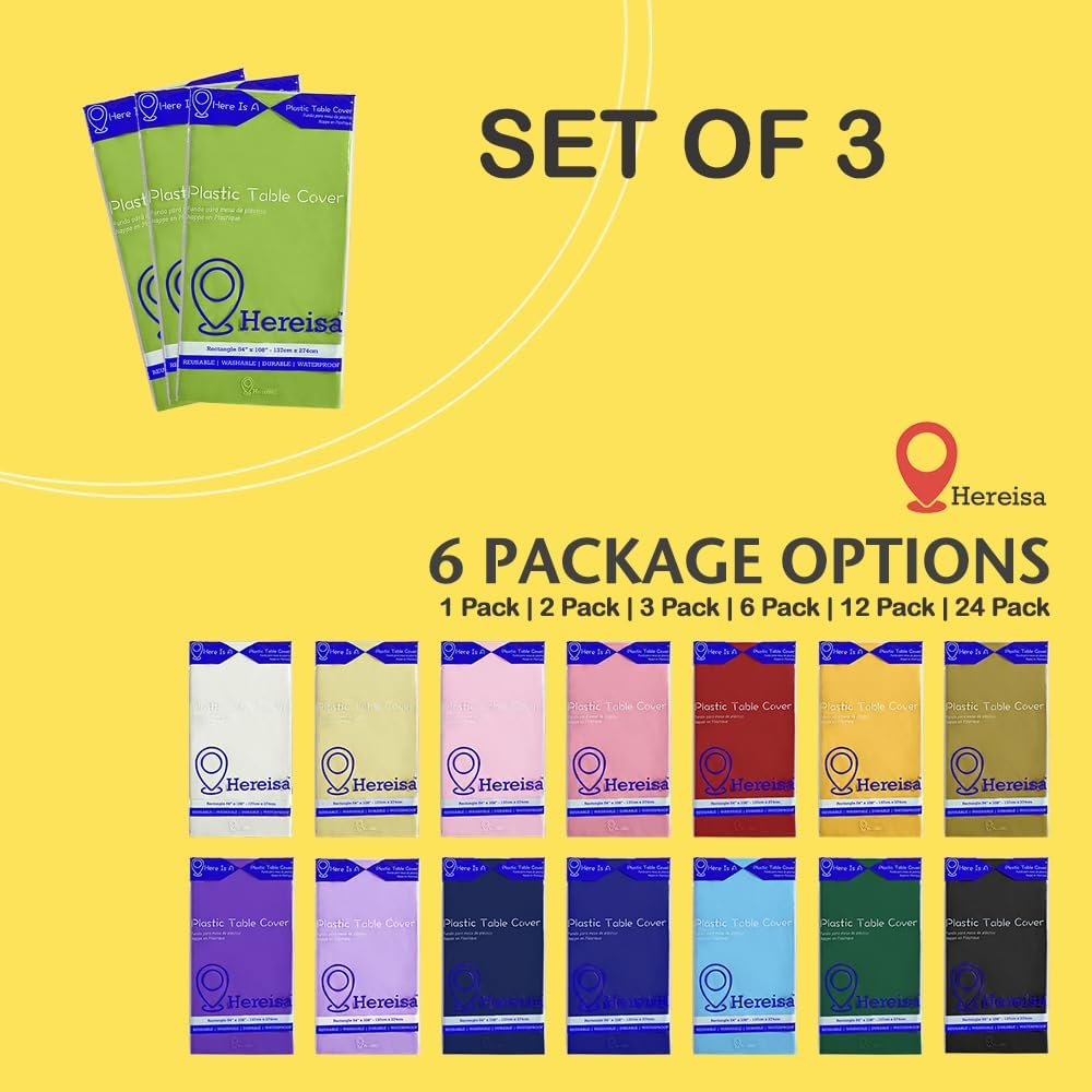 Brand Round Lime Green Plastic 84" Disposable Tablecloth (3 Pack), Party & Event Decorative Cover