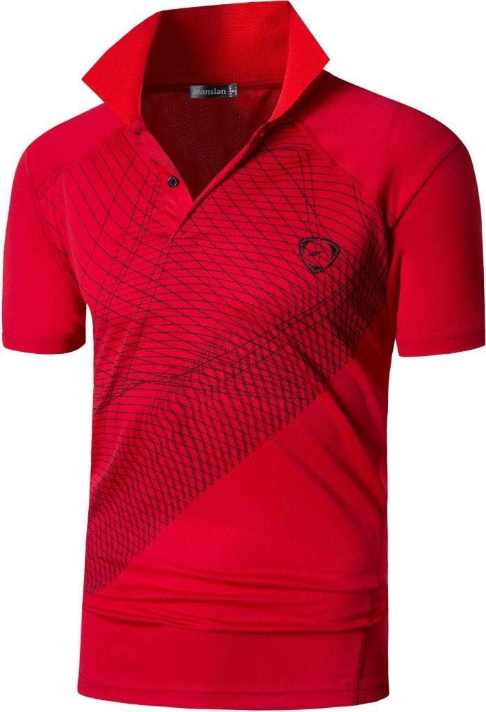 jeansian Men's Sport Outdoor Quick Dry Fit Short Sleeves Polo Tee Shirt Tshirt T-Shirt Tops Golf Tennis Bowling LSL195