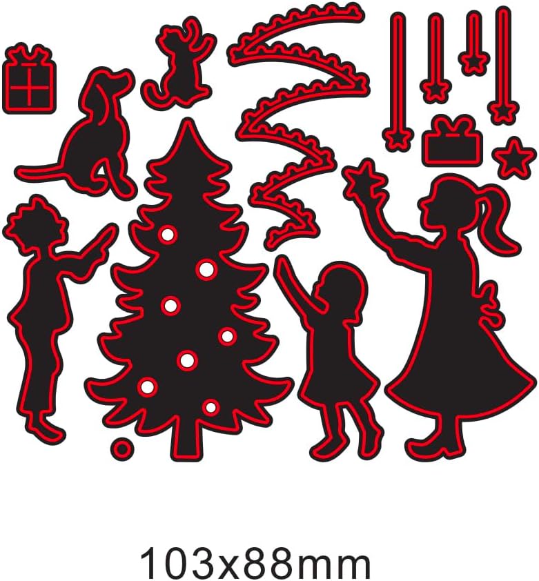Lapoo Metal Cutting Die for Scrapbooking, 3D Backgrounds Frame New Cutting Dies DIY Album Card Making Decor Paper Metal Die Cuts Party Wedding Decorations (Christmas Tree and Girl 4 x 3.4 in)