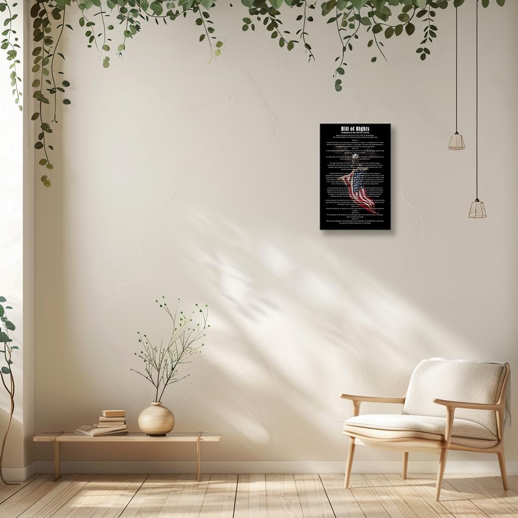 Wallpicss Us Constitution And Bill of Rights Wall Art Quotes Picture Prints Vintage Framed 10 Amendments Us History Posters Office Decor 16x24 inches