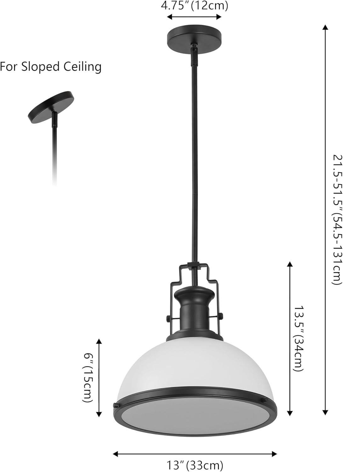 JONATHAN Y JYL9536E Homer 13" 1-Light Modern Industrial Iron LED Dome Pendant, Bohemian, Classic, Cottage, Farmhouse, Industrial, Rustic, Transitional, Dining Room, Kitchen, Foyer, White/Matte Black