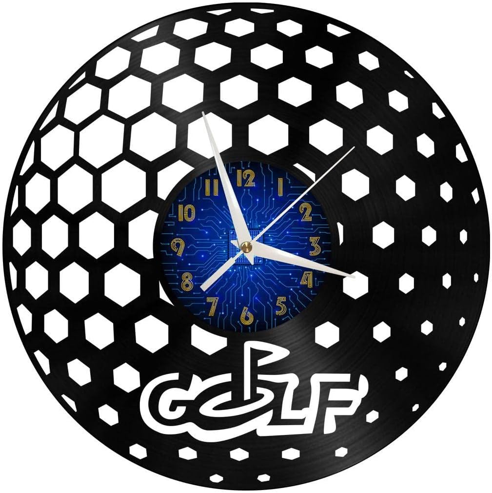 Generic Golf Club 2 12 Inch Vinyl Record Wall Clock - Silent, Creative, and Unique Clock for Living Room, Entryway, or Bedroom Decor Idea(12 inchs B Without LED), Blue