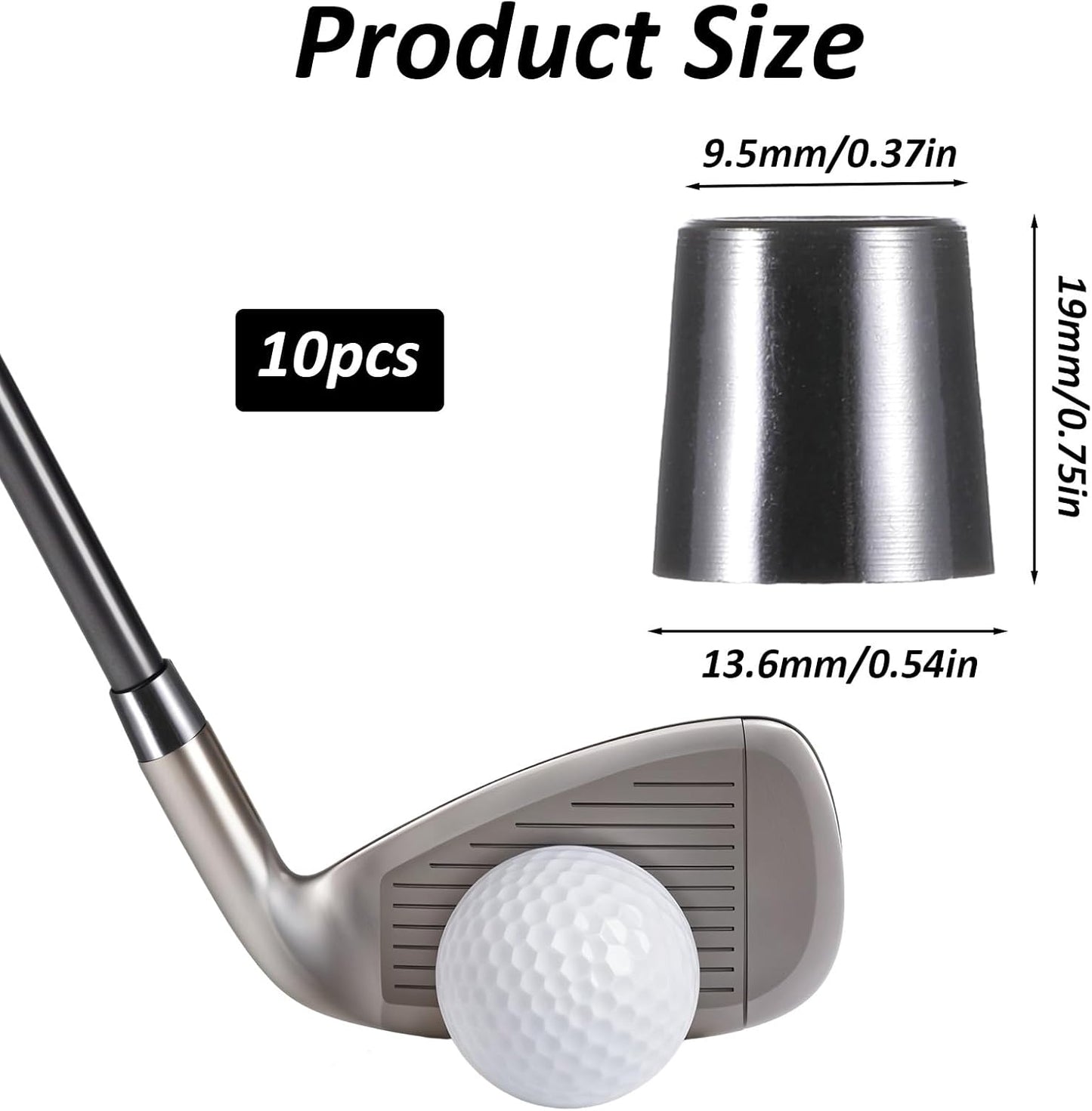 Vin Beauty 10pcs Black Golf Tapered Ferrules, Tip Size .370 Golf Iron Ferrules for Taper Tip Iron Wedge