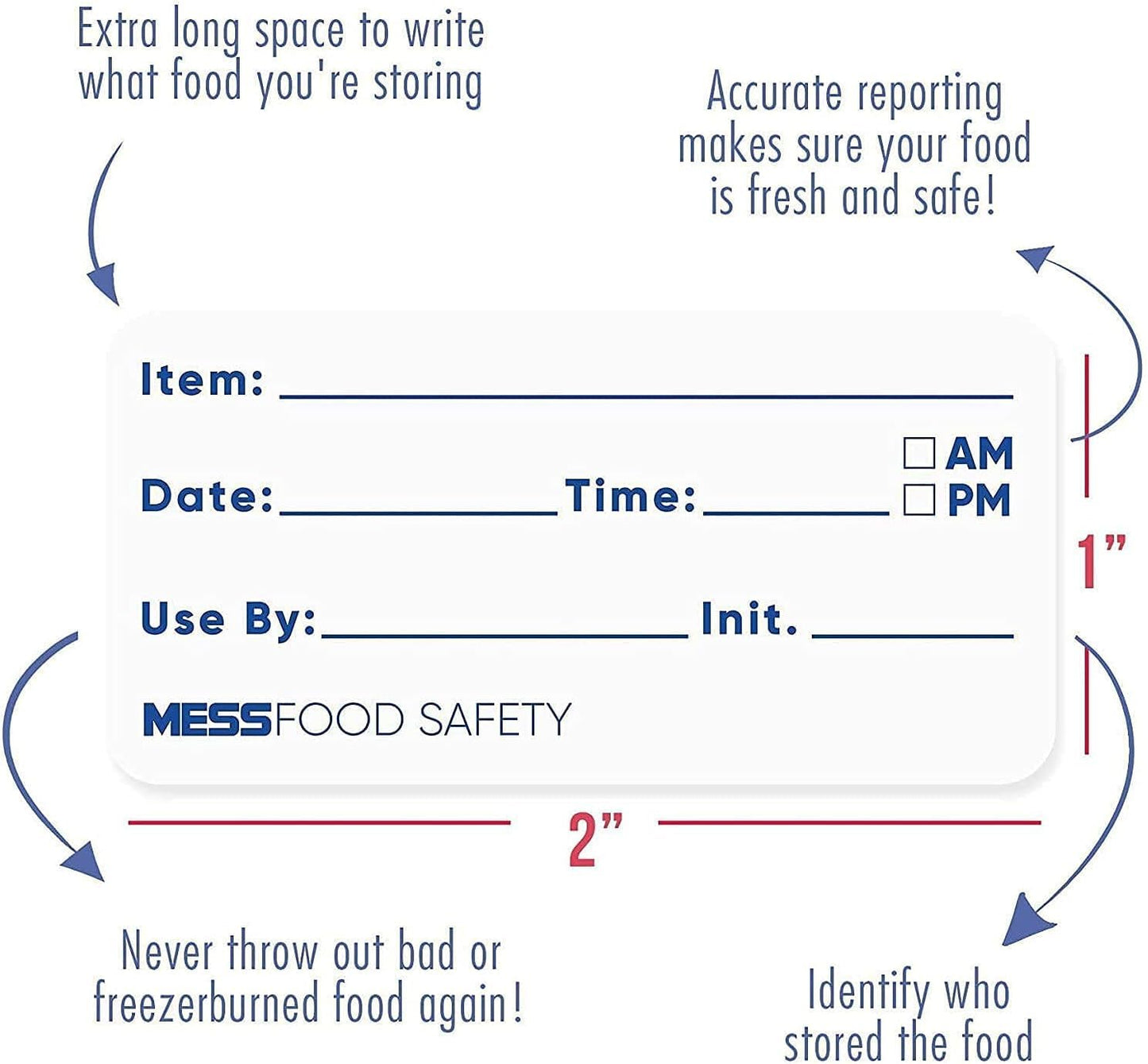 MESS Dissolvable Food Labels, 1x2, 200/Roll - Dissolves in 30 Seconds or Less - Removable Pantry, Meal Prep & Food Storage Labels – Canning & Freezer Use
