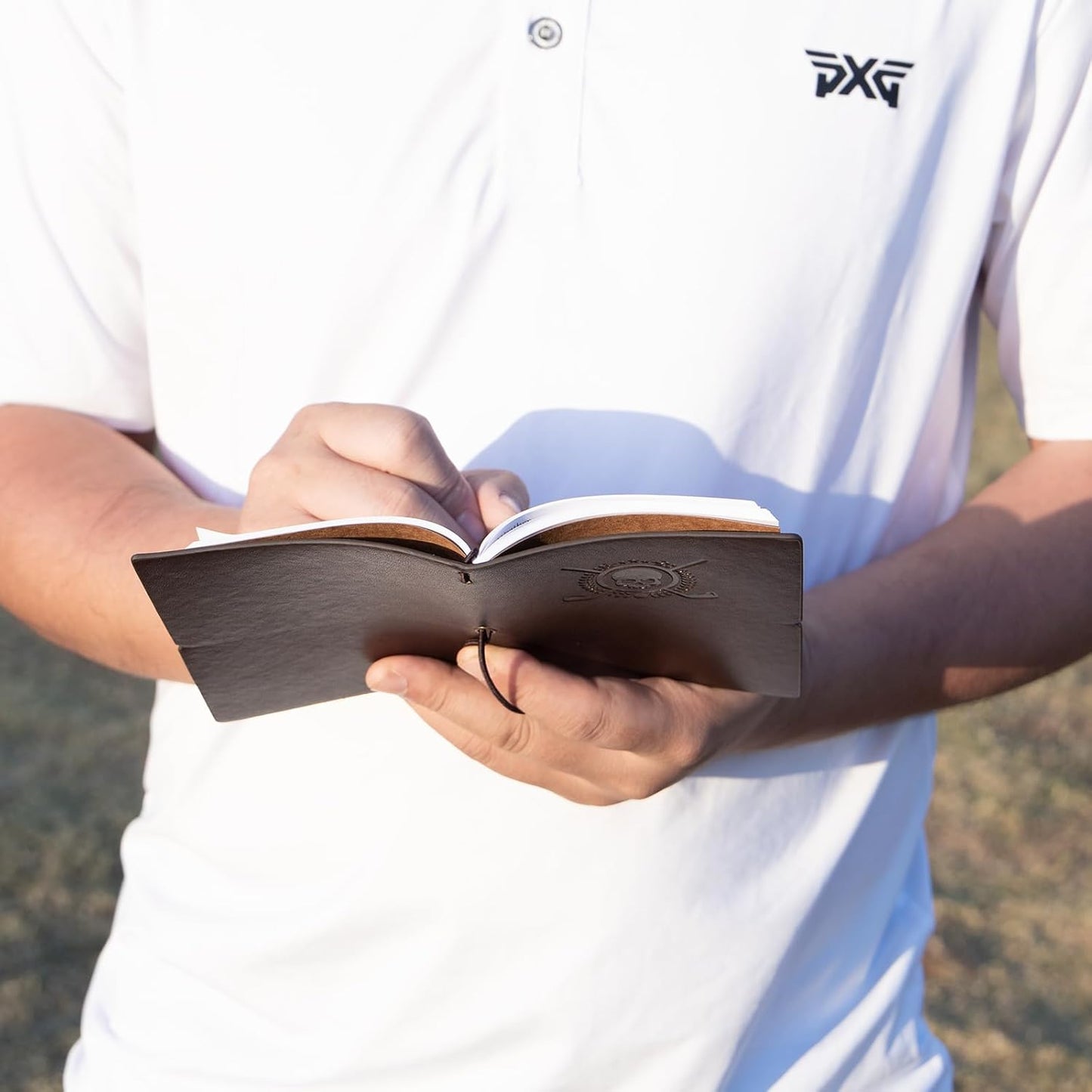 Golf Scorecard Book Leather Golf Yardage Book with Pencil Golf Score Book Golf Gift for Men&Women Sports and Outdoor Golf Club Accessories,dark brown