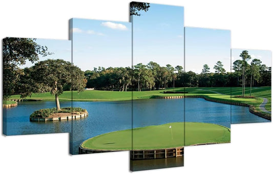 USA Florida Golf Course Wall Art for Living Room Bedroom Bathroom Home Decorations USA TPC Sawgrass Golf Course Pictures Posters Canvas Prints Modern Artwork Framed Ready to Hang(60''W x 32''H)