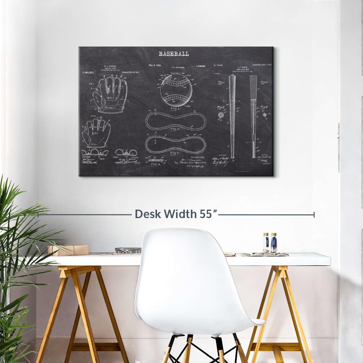 ElephantStock Baseball Patents Canvas - 1 Panel Sports Patent Wall Art Decor - Sports Decorations for Boys Room - Wall Art and Office Decor - 39" X 26"