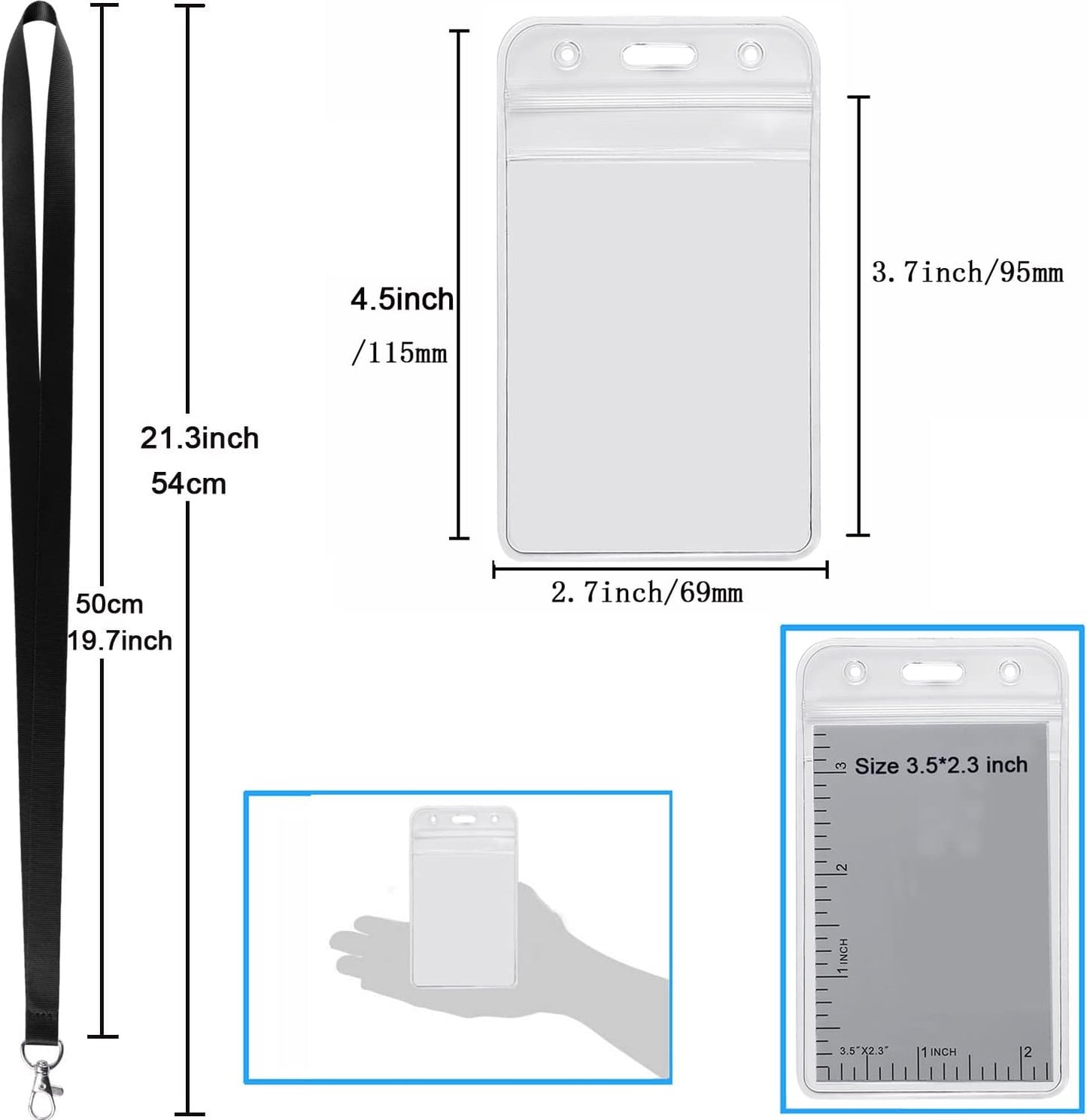 YOUOWO Lanyards with ID Badges Holder Vertical 12 Pack Multicolor Neck Lanyard for Keys Women Teacher Men