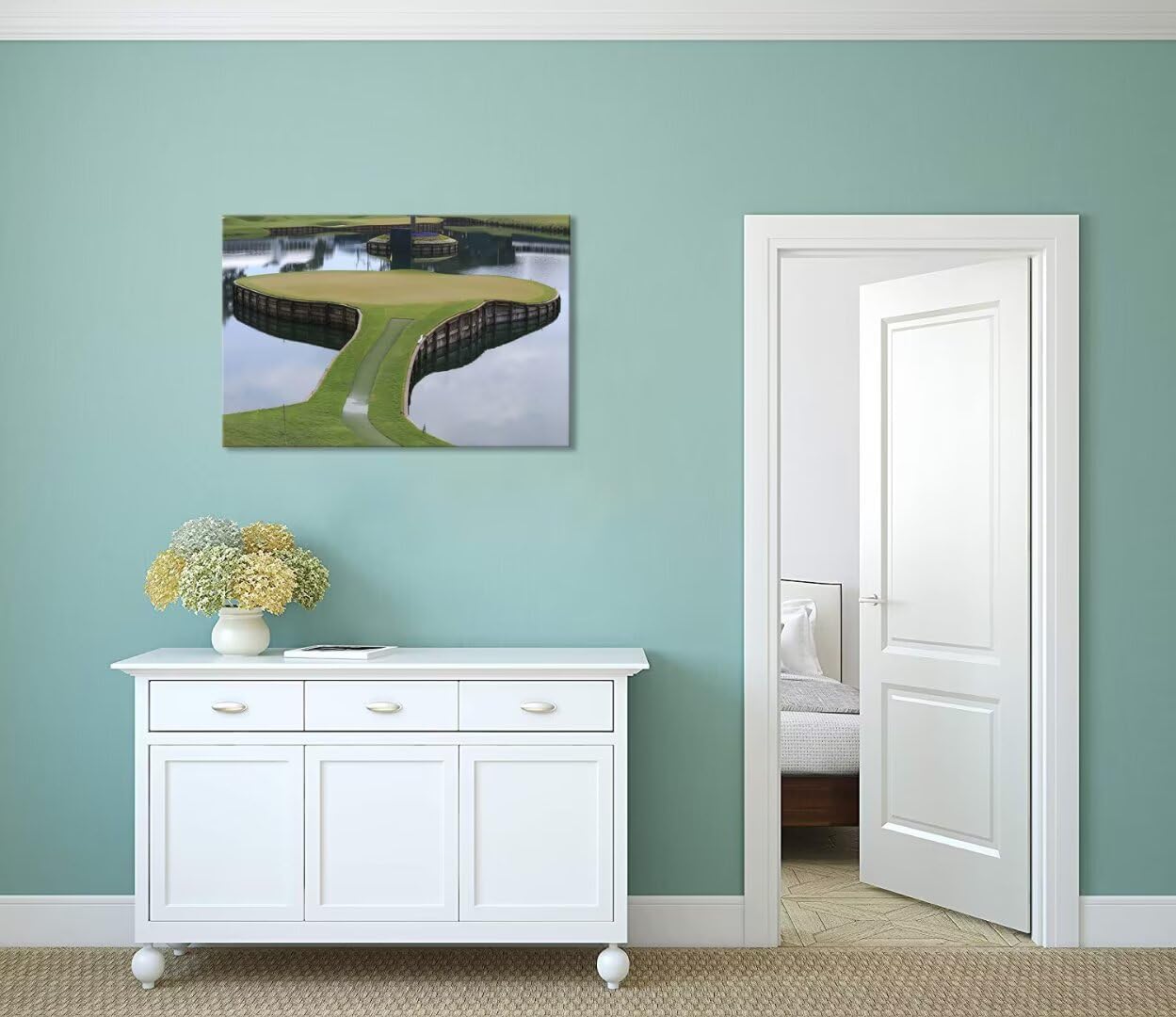 TPC Sawgrass Golf Course Wall Art for Living Room Bedroom Bathroom Home Decorations Golf Posters Canvas Prints Golf Pictures Framed Artwork Ready to Hang(18''H x 24''W)