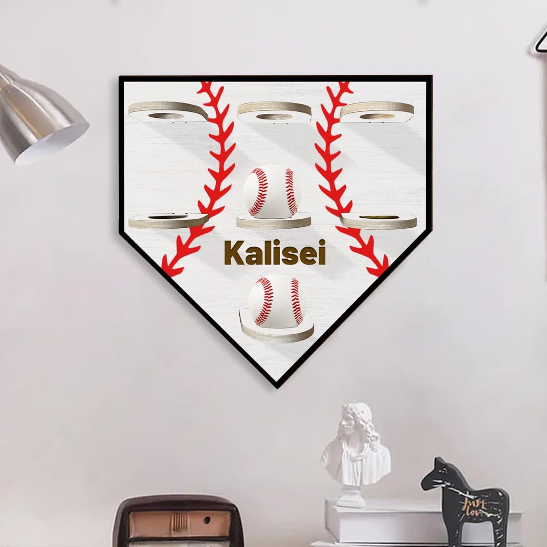 Personalized Name Baseball Display Case Wood Softball Storage Stand Baseball Holders for Men Husband Dad's Collection Memorabilia Baseball Display Case Softball Ball Wall Rack Hanger