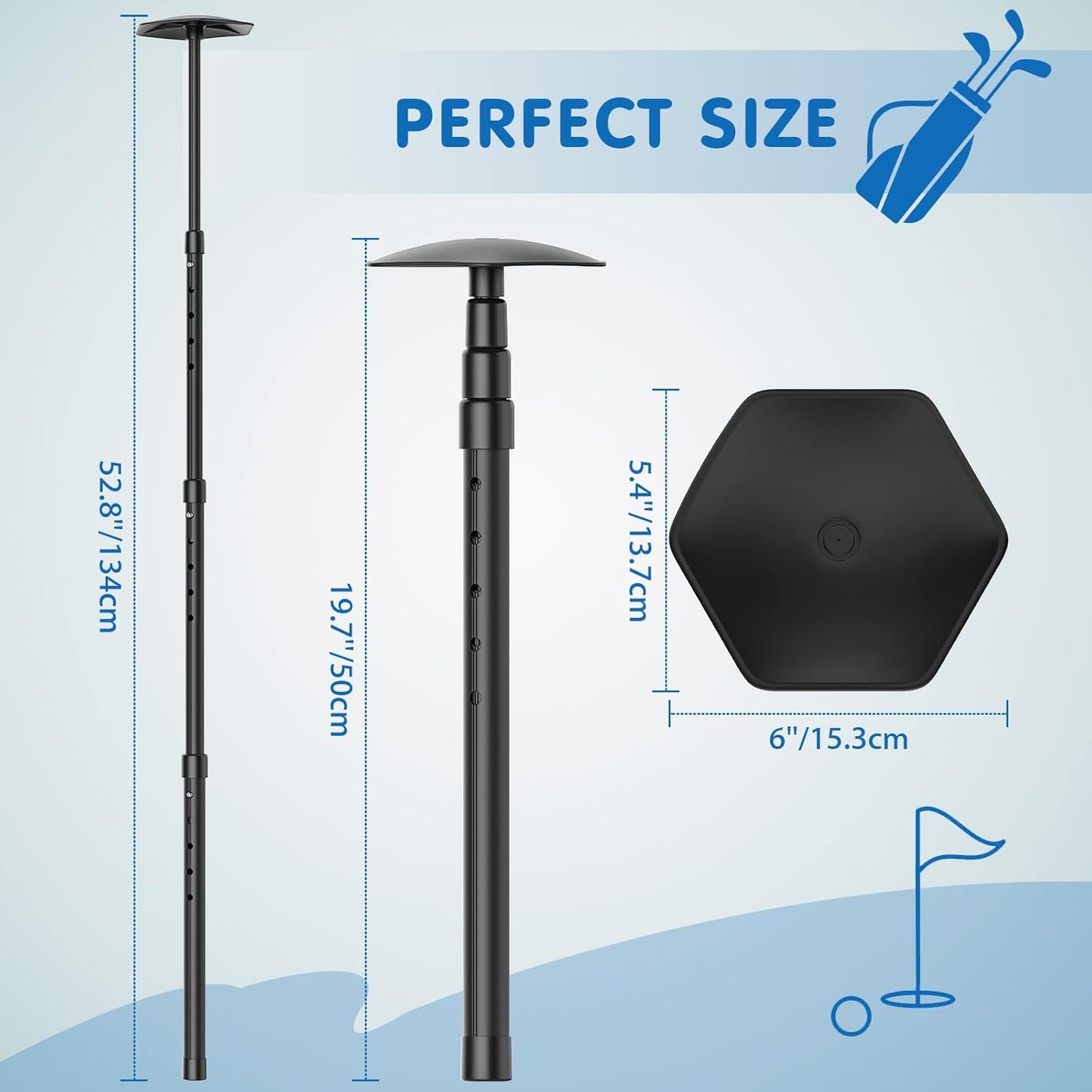 Rhino Valley Golf Travel Bag Support Rod, Aluminum Alloy Rod and Anti-Impact Support Cover, Golf Support Protector Bag Accessory, Golf Support Stick Adjustable Clubs Protection System Pole